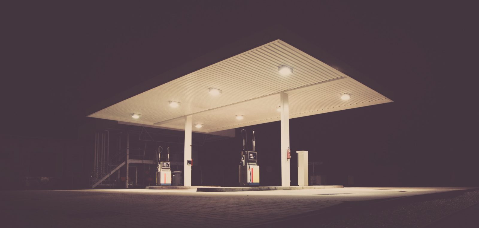 Park LPG refuelling station at night